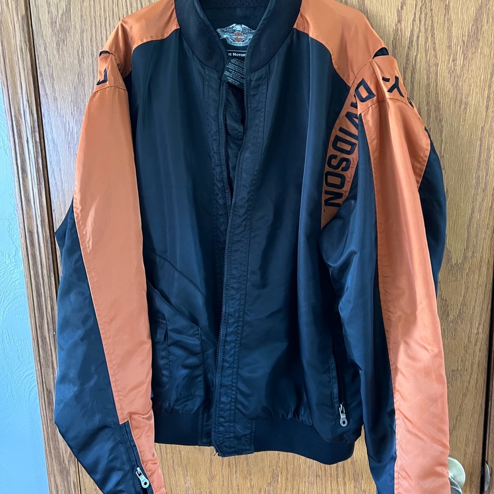Harley-Davidson Black and Orange Bomber Jacket